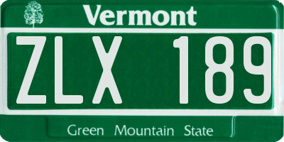 VT license plate ZLX189