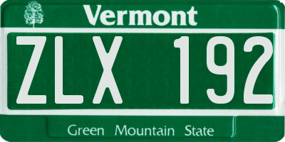 VT license plate ZLX192
