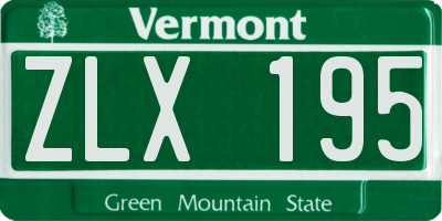 VT license plate ZLX195