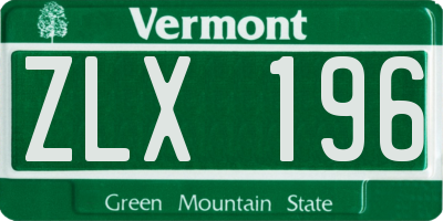 VT license plate ZLX196