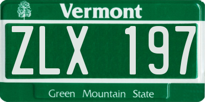 VT license plate ZLX197