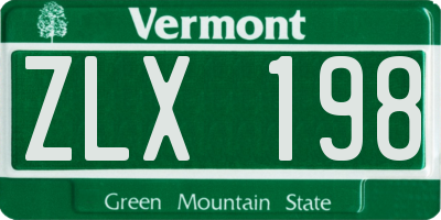 VT license plate ZLX198