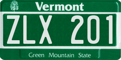 VT license plate ZLX201