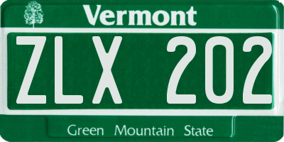 VT license plate ZLX202