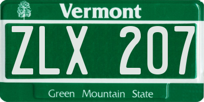 VT license plate ZLX207