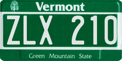 VT license plate ZLX210