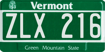 VT license plate ZLX216