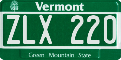 VT license plate ZLX220