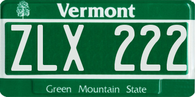 VT license plate ZLX222