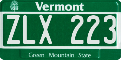 VT license plate ZLX223