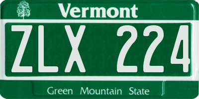 VT license plate ZLX224