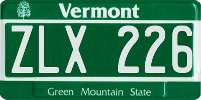 VT license plate ZLX226