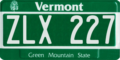VT license plate ZLX227