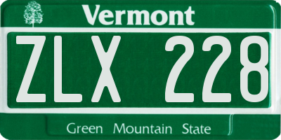 VT license plate ZLX228