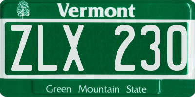 VT license plate ZLX230