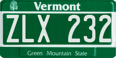 VT license plate ZLX232