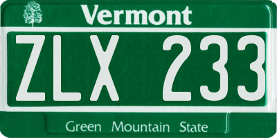 VT license plate ZLX233