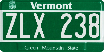 VT license plate ZLX238