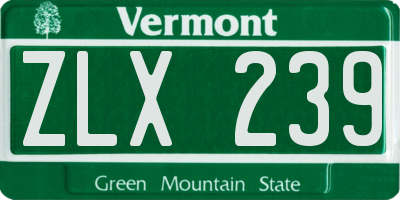 VT license plate ZLX239
