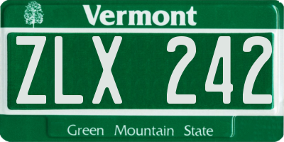 VT license plate ZLX242