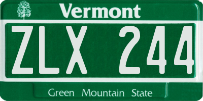 VT license plate ZLX244