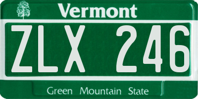 VT license plate ZLX246
