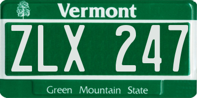 VT license plate ZLX247