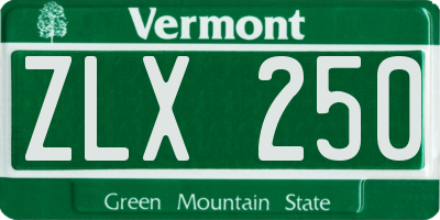 VT license plate ZLX250
