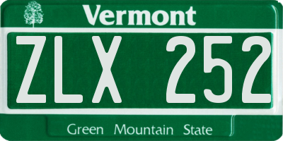 VT license plate ZLX252