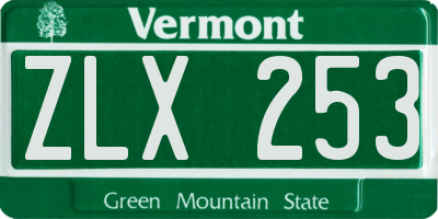 VT license plate ZLX253
