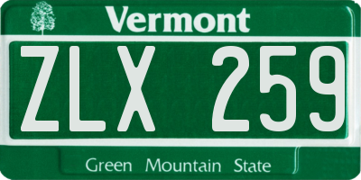 VT license plate ZLX259