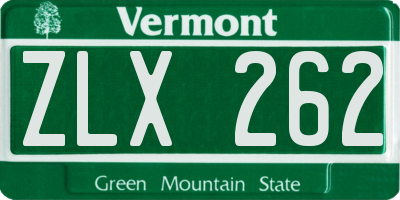 VT license plate ZLX262