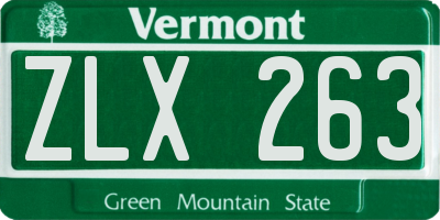 VT license plate ZLX263