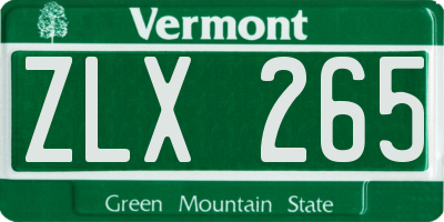 VT license plate ZLX265