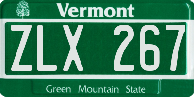 VT license plate ZLX267