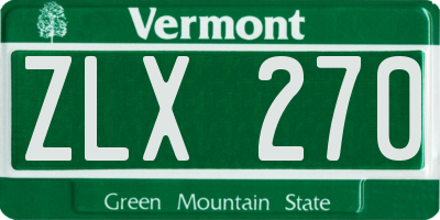 VT license plate ZLX270
