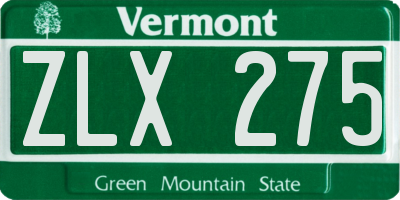 VT license plate ZLX275