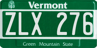 VT license plate ZLX276