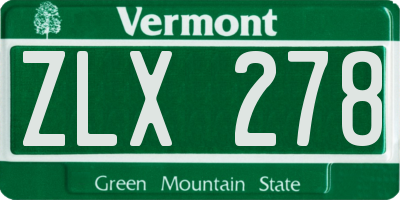 VT license plate ZLX278