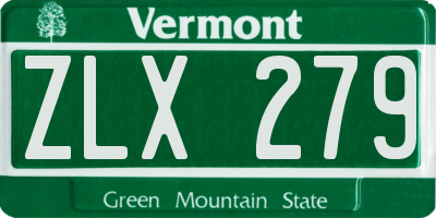 VT license plate ZLX279