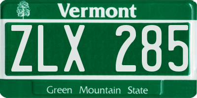 VT license plate ZLX285