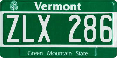 VT license plate ZLX286
