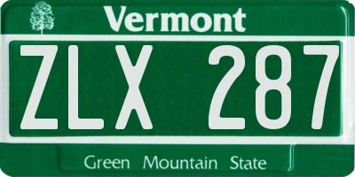 VT license plate ZLX287