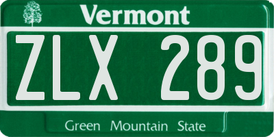 VT license plate ZLX289