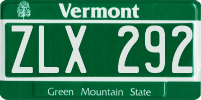 VT license plate ZLX292