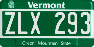 VT license plate ZLX293