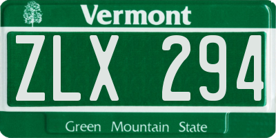 VT license plate ZLX294
