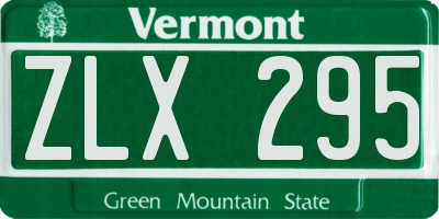 VT license plate ZLX295
