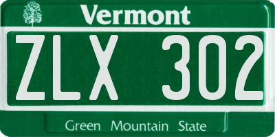 VT license plate ZLX302