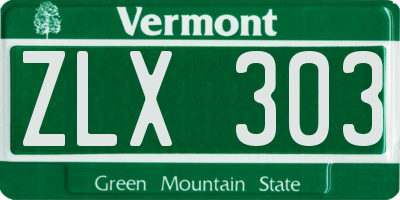 VT license plate ZLX303
